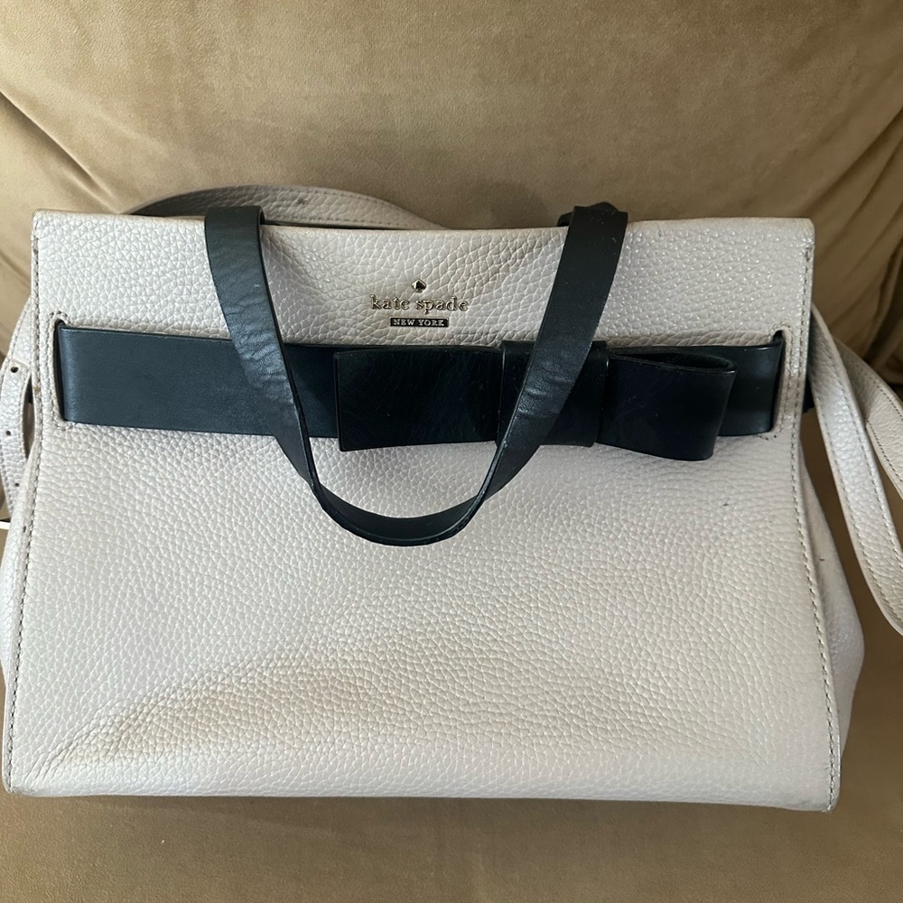 Kate Spade Cream and Black Bow Satchel